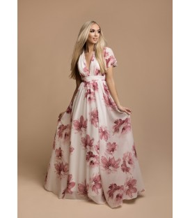 6730 Pidulik kleit- valge, roosa lillega