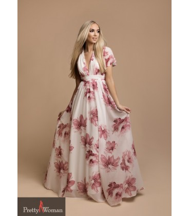 6730 Pidulik kleit- valge, roosa lillega