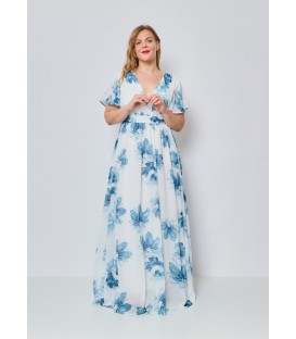6939 Pidulik kleit- valge,sinise lillega