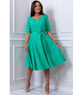 7255 täpiline kleit- roheline