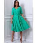 7255 täpiline kleit- roheline