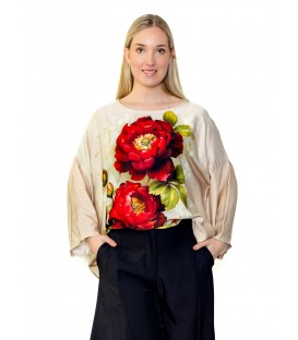 1079Suurte lilledega topp-beež