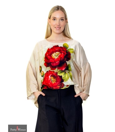 1079Suurte lilledega topp-beež