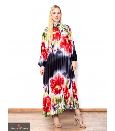 7845Plisseerkleit punase lilleg