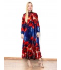 7845Plisseerkleit punase lillega- sinine