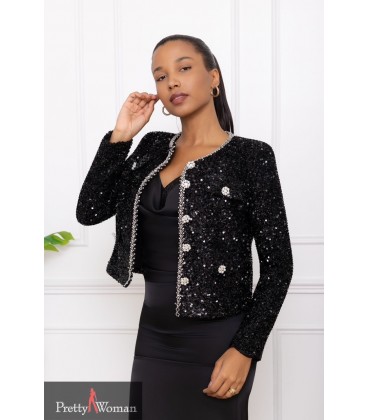 8106 Dekoratiivsete nööpidega jakk-must