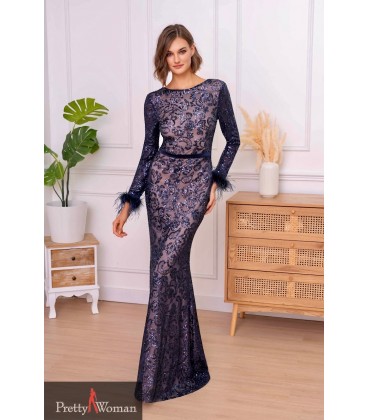 6975 Litritega kaunistatud kleit-sinine