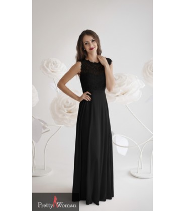 7016 Pitsilise ülaosaga pidulik sifoonkleit- must