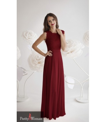 7016 Pitsilise ülaosaga pidulik sifoonkleit- bordoo