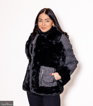 9369 Musta karvaga jakk-must/hall