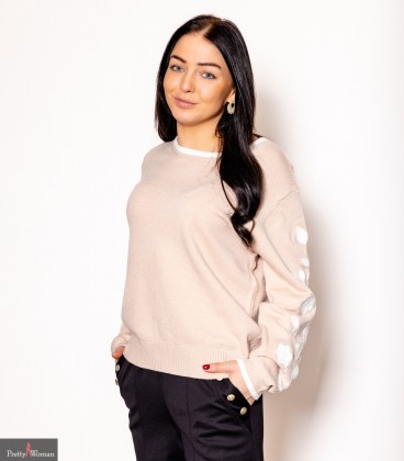 3013 Džemper varrukal lillemotiiv-beež