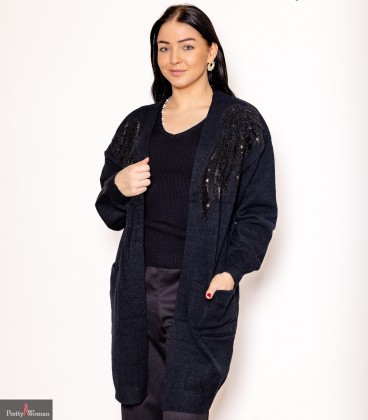 3018 Kootud jakk- must